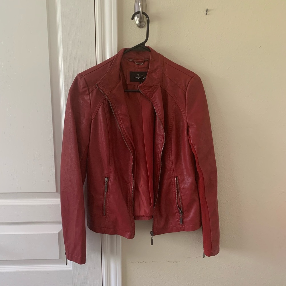 Red leather jacket